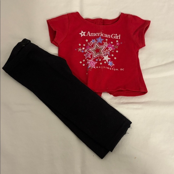 American girl doll Red T-Shirt Washington DC version with black pants - Picture 1 of 5